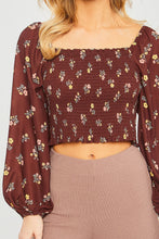 Load image into Gallery viewer, Woven Print Smocked Long Sleeve
