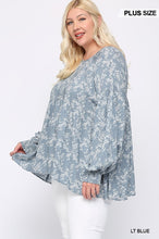 Load image into Gallery viewer, Ditsy Printed And Back Tassel Tie Top With Wrist Smocking Detail
