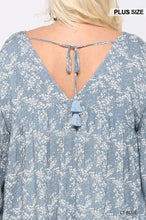 Load image into Gallery viewer, Ditsy Printed And Back Tassel Tie Top With Wrist Smocking Detail
