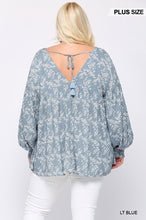 Load image into Gallery viewer, Ditsy Printed And Back Tassel Tie Top With Wrist Smocking Detail
