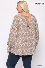 Load image into Gallery viewer, Ditsy Printed And Back Tassel Tie Top With Wrist Smocking Detail

