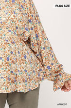 Load image into Gallery viewer, Floral And Gold Foil Woven Top With Elastic Waist And Peplum Hem
