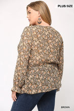 Load image into Gallery viewer, Floral Printed And Elastic Waist Chiffon Top With Tassel Tie
