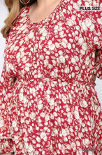 Load image into Gallery viewer, Floral Printed V-neck Ruffle Dress With Side Spaghetti Tie Detail
