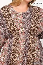 Load image into Gallery viewer, Print Mixed Dolman Sleeve Dress With Side Pockets
