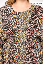 Load image into Gallery viewer, Print Mixed Dolman Sleeve Dress With Side Pockets
