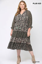 Load image into Gallery viewer, Floral Print Mixed And Tiered Chiffon Dress With Full Lining
