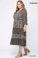 Load image into Gallery viewer, Floral Print Mixed And Tiered Chiffon Dress With Full Lining
