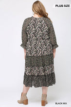 Load image into Gallery viewer, Floral Print Mixed And Tiered Chiffon Dress With Full Lining
