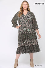 Load image into Gallery viewer, Floral Print Mixed And Tiered Chiffon Dress With Full Lining
