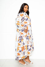Load image into Gallery viewer, Printed Tierd Shirt Dress With Puff Sleeves
