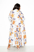Load image into Gallery viewer, Printed Tierd Shirt Dress With Puff Sleeves
