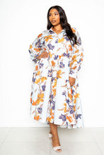 Load image into Gallery viewer, Printed Tierd Shirt Dress With Puff Sleeves
