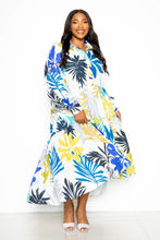 Load image into Gallery viewer, Printed Tierd Shirt Dress With Puff Sleeves

