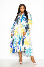 Load image into Gallery viewer, Printed Tierd Shirt Dress With Puff Sleeves
