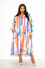 Load image into Gallery viewer, Printed Tierd Shirt Dress With Puff Sleeves

