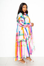 Load image into Gallery viewer, Printed Tierd Shirt Dress With Puff Sleeves
