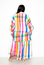 Load image into Gallery viewer, Printed Tierd Shirt Dress With Puff Sleeves
