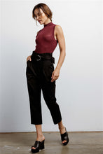 Load image into Gallery viewer, Wine Knit Mock Neck Sleeveless Bodysuit
