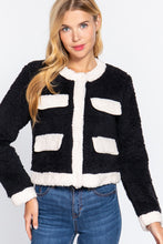 Load image into Gallery viewer, Long Sleeve Pocket Detail Faux Fur Jacket
