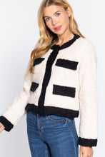 Load image into Gallery viewer, Long Sleeve Pocket Detail Faux Fur Jacket
