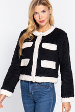 Load image into Gallery viewer, Long Sleeve Pocket Detail Faux Fur Jacket
