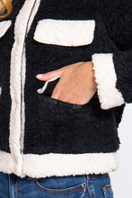 Load image into Gallery viewer, Long Sleeve Pocket Detail Faux Fur Jacket
