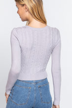 Load image into Gallery viewer, Long Sleeve V-neck Cable Sweater
