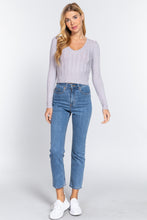Load image into Gallery viewer, Long Sleeve V-neck Cable Sweater
