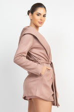 Load image into Gallery viewer, Suede Hooded Waist-tie Belt Jacket
