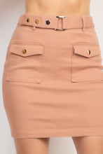 Load image into Gallery viewer, Belted Pocket Solid Mini Skirt
