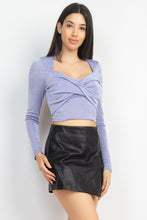 Load image into Gallery viewer, Twisted Velvety Long Sleeve Crop Top
