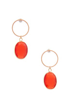 Load image into Gallery viewer, Round Metal Oval Gem Dangle Earring
