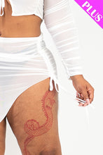 Load image into Gallery viewer, Plus Sexy Sheer Mesh Drawstring Ruched Skirt
