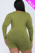 Load image into Gallery viewer, Plus V-neck Long Sleeve Bodycon Romper
