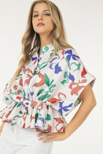 Load image into Gallery viewer, Floral Print Short Sleeve Top With Waist Tie

