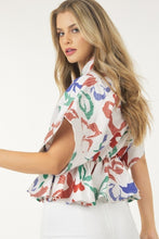 Load image into Gallery viewer, Floral Print Short Sleeve Top With Waist Tie
