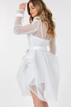 Load image into Gallery viewer, Side Tacking Waist Tie Mesh Coat
