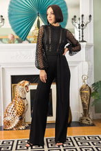 Load image into Gallery viewer, Crochet, Sheer Mesh Sequined Polka Dot Jumpsuit
