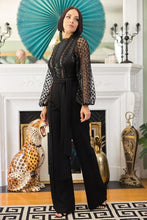 Load image into Gallery viewer, Crochet, Sheer Mesh Sequined Polka Dot Jumpsuit
