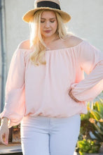 Load image into Gallery viewer, Off Shoulder Long Bubble Sleeve Solid Top
