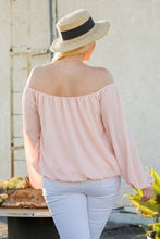 Load image into Gallery viewer, Off Shoulder Long Bubble Sleeve Solid Top
