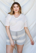 Load image into Gallery viewer, Plus Heather Grey Stripe Knit Shorts

