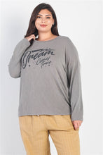 Load image into Gallery viewer, Plus Grey "dream Comes True" Long Sleeve Top
