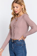 Load image into Gallery viewer, Crew Neck Cable Sweater Cardigan
