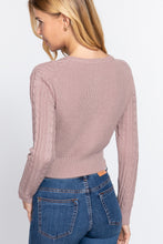 Load image into Gallery viewer, Crew Neck Cable Sweater Cardigan
