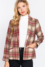 Load image into Gallery viewer, Notched Collar Plaid Jacket
