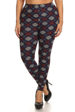 Load image into Gallery viewer, Plus Size Plaid Graphic Printed Knit Legging With Elastic Waist Detail
