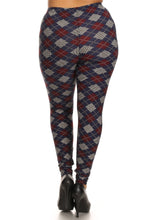 Load image into Gallery viewer, Plus Size Plaid Graphic Printed Knit Legging With Elastic Waist Detail
