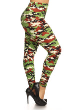 Load image into Gallery viewer, Plus Size Camo Print, Full Length Leggings In A Slim Fitting Style With A Banded High Waist
